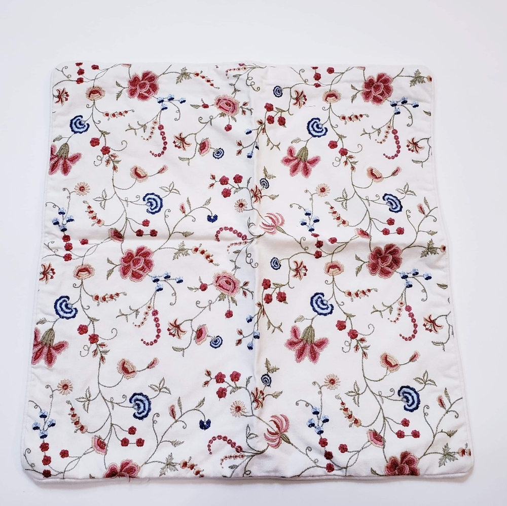 Pottery Barn Floral Embroidered Pillow Cover